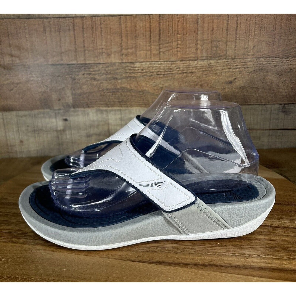 Dansko Katy 2 Thong Sandals Womens EU 39 US 8.5-9 White Gray Wedge Slip-On